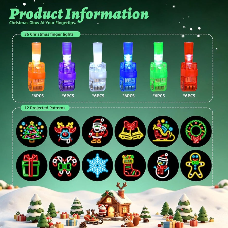 Jolly Finger Lights used as Christmas stocking stuffers in a red stocking