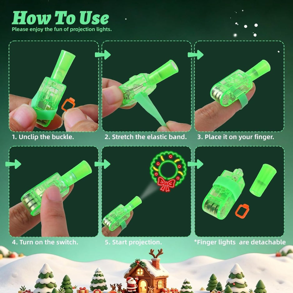 Jolly Finger Lights 36 pack packaging with batteries included